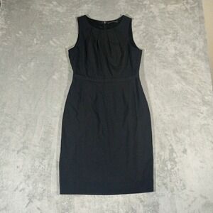 Tahari Dress Womens 8 Black Sleeveless‎ Scoop Neck Zip Closure Work wear